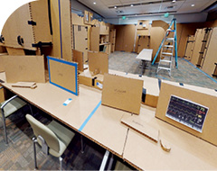 NorthBay Health Heart & Vascular team members constructed their own version of the future: a mock prototype of catheterization lab space using cardboard, tape and their imaginations. It will guide architects as they draft blueprints.